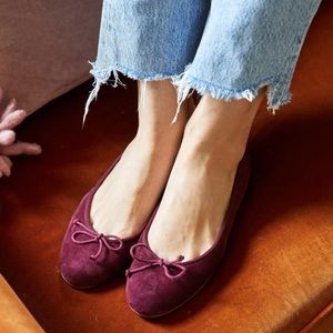 BLOOMINGDALE'S Women's Kacey Italian Velvet Ballet Flats maroon burgundy wine 40